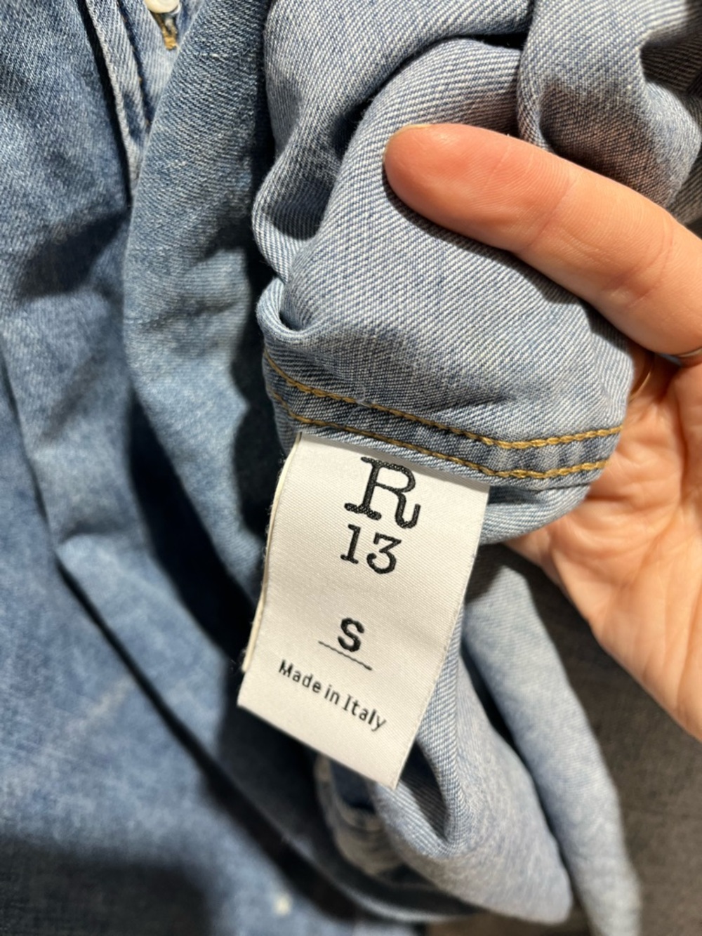 R13 Washed Blue Oversized Denim Shirt Dress - Picture 7 of 8